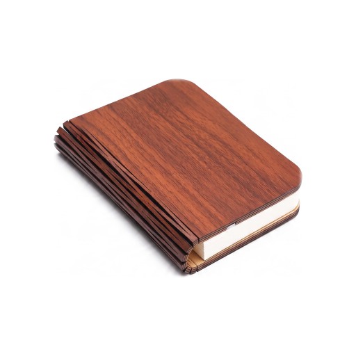 Lampe LED pliable en forme de livre 14 x 11,5 x 2,5 cm 3 couleurs de lumière Panneaux en bois Chargement USB Lampe de chevet