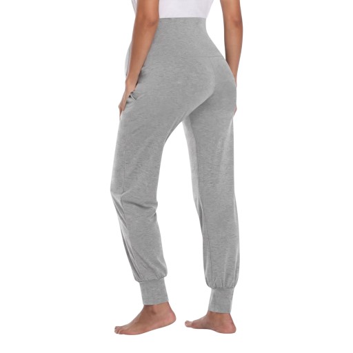 Pantalons de grossesse pour femmes avec taille haute couvrant le ventre, joggers avec poches latérales et manches