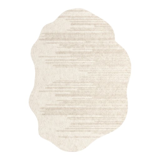 Minimalistisk stykke tæppe Uregelmæssig form Mønster med mørkere linjer 160 x 120 cm Polyester Cremebeige med bølget kant