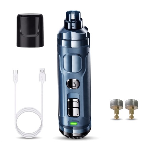 Electric Nail Grinder with 2 Replacement Grinding Heads 2 Speeds 2 LED Lights 3 USB Ports Dark Blue For Dogs and Cats