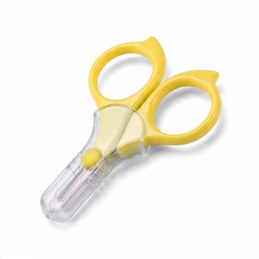 Tesouras para unhas de bebés com pontas arredondadas e capa de proteção 7,7 x 5,5 cm Cabo em plástico Amarelo Para um corte seguro das unhas