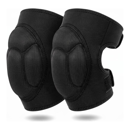Knee Pads 1 Pair with 20 mm Foam Filling Soft Non-Slip Lining Velcro Black For Cleaning Gardening and Sports