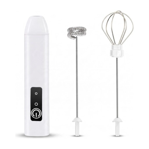 Elektrische melkopschuimer 2-in-1 D03 Handmixer met 2 opzetstukken 3 snelheden Opladen via USB-C Krachtige batterij Voor koffie en eieren