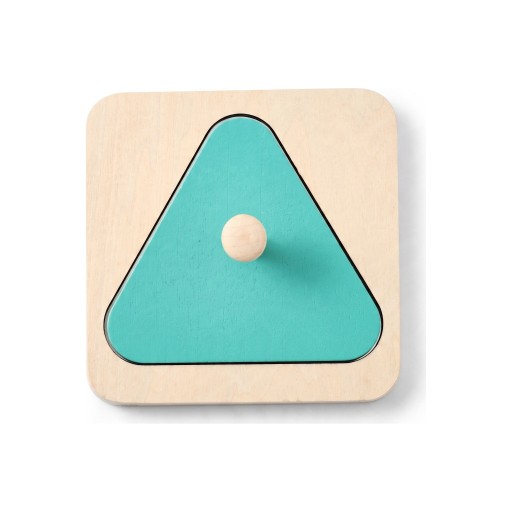 Montessori ξύλινη παζλ με καθρέφτη 12 x 12 εκ. Τριγωνικό κομμάτι με λαβή Αισθητηριακό παιχνίδι για μωρά και νήπια Τυρκουάζ