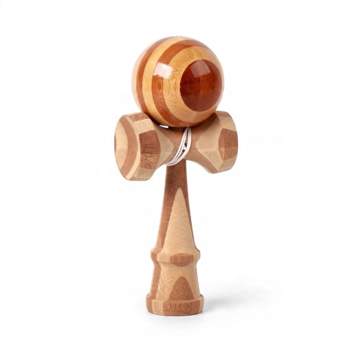 Kendama i bambus Japansk leg med bold på snor 18,5 x 7 cm Bold 6 cm Træning af koordinering Til børn og voksne