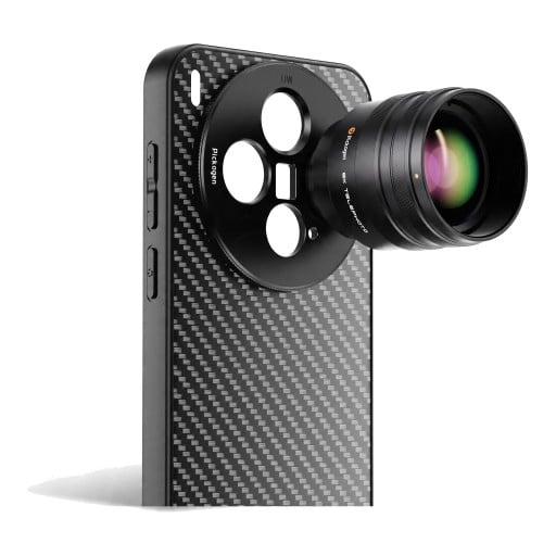 Telekonvertor 2x pro vivo X300 s pouzdrem Závit 17 mm Ohnisko 240 mm Optické sklo 7 čoček Černý Teleobjektiv na mobil pro focení zvířat