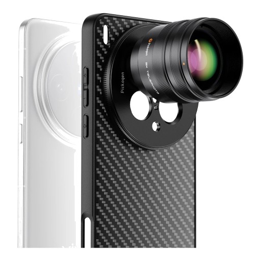 Telekonvertor 2x pro vivo X200 Ultra s pouzdrem Závit 17 mm Ohnisko 240 mm Optické sklo 7 čoček Černý Teleobjektiv na mobil k focení