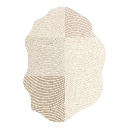 Minimalistisk stykke tæppe Uregelmæssig form Mønster i nuancer af beige 250 x 200 cm Polyester Beige-creme med bølget kant