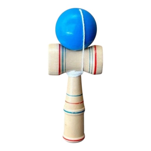 Kendama Træ med striber Japansk spil med bold på snor 17 cm Bold 4,5 cm Træning af koordination For børn og voksne