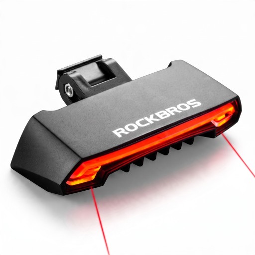 Feu arrière de vélo ROCKBROS R1 avec clignotants et laser Télécommande sans fil pour guidon Feu de frein IPX5 USB 11 x 4 x 2,7 cm Noir