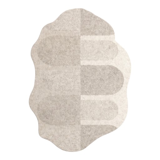 Liten minimalistisk matta Oregelbundet formad med vågig kant Mönster av grå bågar 120 x 80 cm Polyester Ljusgrå