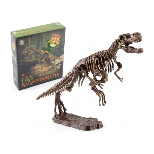 Excavation 3D squelette de T-rex à assembler Bloc de plâtre avec un marteau, un ciseau et un pinceau Emballage 23 x 19 x 6 cm Jouet éducatif