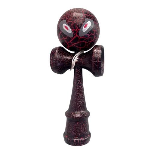 Kendama mit Rissmuster und Augenmotiv 18 cm Nussbaum Holz Japanisches Spiel mit Kugel Koordinationstraining Für Kinder und Erwachsene