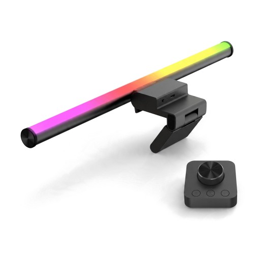 LED Monitorleiste 43 cm RGB Hintergrundbeleuchtung mit kabelloser Drehfernbedienung ohne WiFi 15 Lichtmodi USB 5 V Schwarz