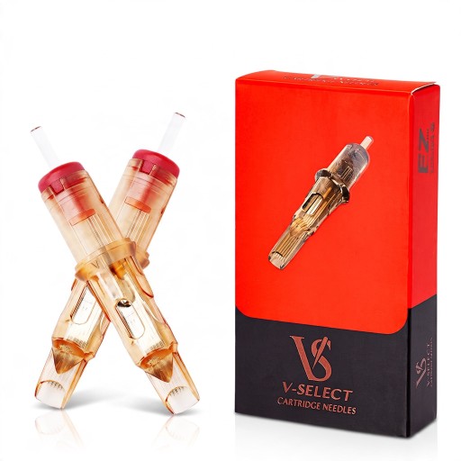 Igły do tatuażu cartridge 20 sztuk Curved Magnum 9 końcówek 0,3 mm VC-1009M1C-1 Jednorazowe sterylne Bursztynowe Do cieniowania i kolorowania