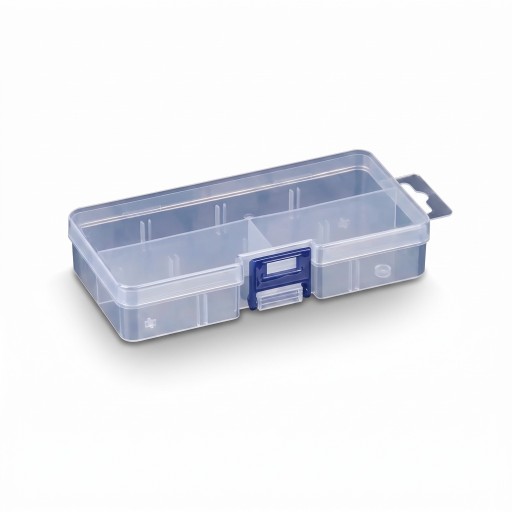 Gennemsigtig plastikboks med rum 137 x 68 x 28 mm Organizer til perler smykker medicin og småting Låsemekanisme med øje