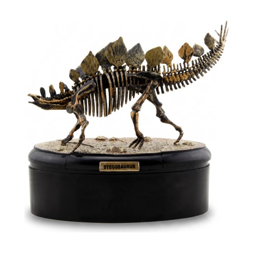 Modèle de squelette de stégosaure à assembler sur un socle rond Longueur 15 cm Hauteur 14 cm Kit de construction en plastique fossile Décoration