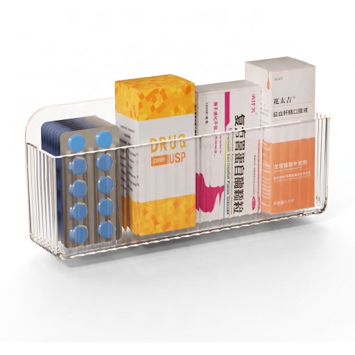 Organizzatore da parete per farmaci e cosmetici 19,1 x 3,9 x 8,2 cm Supporto trasparente per ante di armadietto Scatola di stoccaggio per il bagno