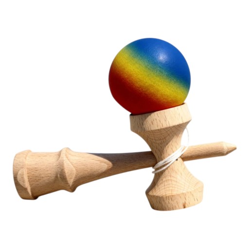 Kendama Regenbogen 18,5 cm Nussbaum Matte Kugel 6 cm Japanisches Spiel mit Kugel an Schnur Koordinationstraining Für Kinder und Erwachsene