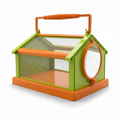 Draagbare kooi voor vlinders en insecten met handvat 20 x 15 x 13,5 cm Vouwbaar plastic huisje met gaas Voor het observeren van rupsen