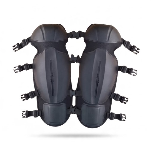 Knieschoner 2 Stk 46 x 21 cm PVC-Schale Schaumstofffüllung Verstellbare elastische Riemen Schwarz Für Rasenmähen Garten und Bau