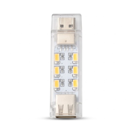 Lampka LED USB 12 LED Ciepłe białe światło Obustronne świecenie 70 x 21 x 10 mm 5 V Przezroczysta Przechodnia USB Do powerbanki i laptopa