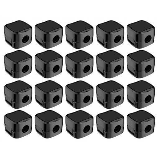 Öntapadós kábelrögzítők 20 db 20 x 20 x 15 mm Nemágneses klipszek Műanyag Fekete 7 mm átmérőjű kábelekhez Asztalra, falra és autóba