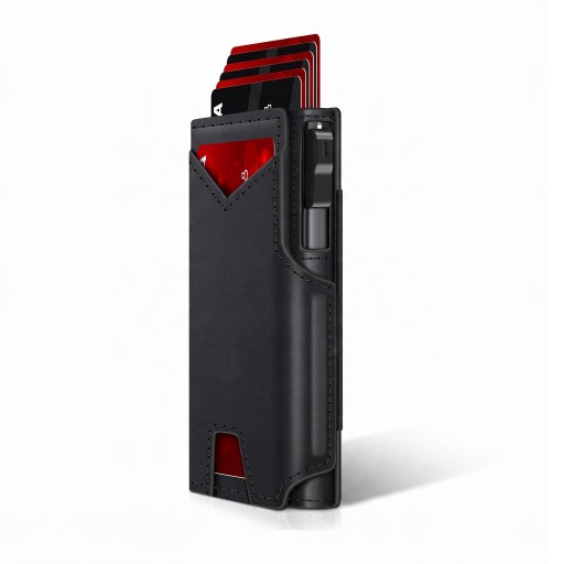 Men's Wallet with Sliding Card Holder and RFID Protection 10 x 7.5 x 2 cm PU Leather Up to 14 Cards and Banknotes