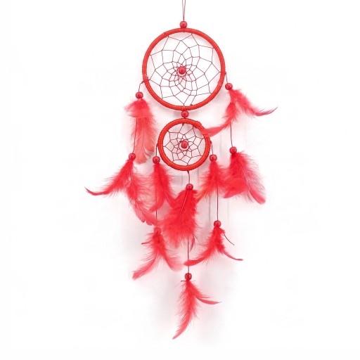 Lapač snů se dvěma kruhy 11 cm a 7 cm s peřím délka 46 cm Závěsná dekorace na zeď Dreamcatcher do ložnice i pokoje