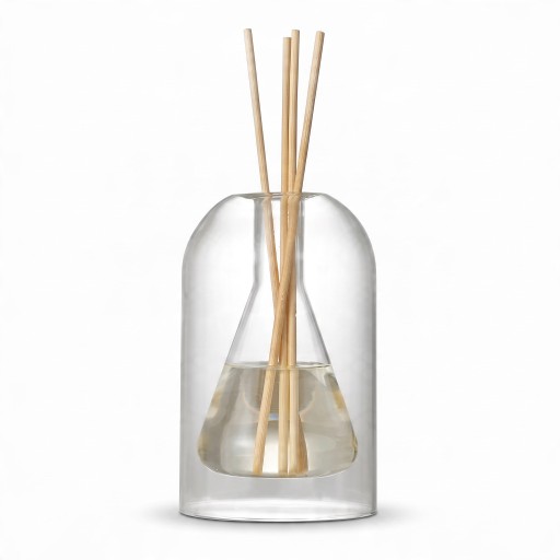 Glasflasche für ätherische Öle mit Diffusorstäbchen 200 ml 10 x 16,5 cm Kegelförmiger Behälter Transparent Für das Wohnzimmer und Schlafzimmer