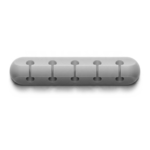 Silikon kábelorganizáló 5 nyílással 116 x 22 x 17 mm Öntapadó kábelrögzítő 5 mm-ig Szürke Íróasztalra és autóba