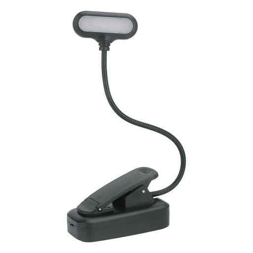Rechargeable LED Book Light with Clip and Magnet 6 LEDs 3 Light Colours Flexible Arm Battery 500 mAh Height 29 cm Black For Reading