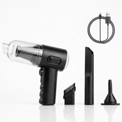 Aspiradora inalámbrica para coche 9000 Pa 1200 mAh Aspiradora mini manual con función de soplado carga USB 60 W Negra Para coche oficina y hogar