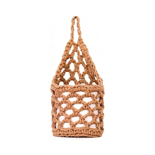 Makramee-Blumentopf-Hängkorb 28 x 15 cm Aus Seil Geflochten Brauner Boho Übertopf für Pflanzen und Sukkulenten zum Aufhängen an der Wand