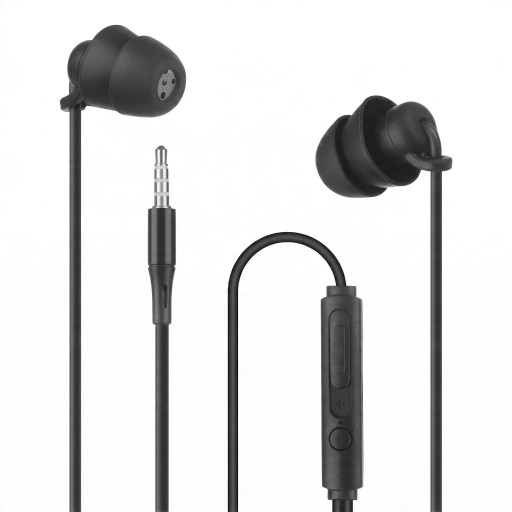 Fones de ouvido com fio para dormir com microfone e controlo de volume Jack 3,5 mm Cabo 1,2 m Pontas de silicone
