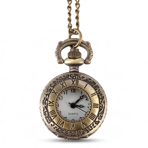 Kapesné hodinky na krk Mini prívesok s viečkom a okienkom 2,4 cm Quartz Rímske číslice Reťaz 78 cm Vintage štýl Unisex