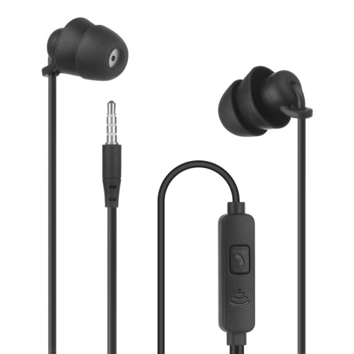 Drahtlose Schlafkopfhörer für die Ohren mit Mikrofon und Knopf Jack 3,5 mm Kabel 1,2 m Weiche Silikonaufsätze Schwarz Zum Schlafen