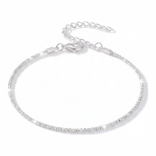 Tobillera femenina delicada cadena brillante para tobillo Diseño minimalista simple Color plateado Longitud ajustable Joyería de verano para la playa