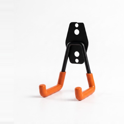 Wandhaken in U-Form für Werkzeuge und Helme Klein Höhe 105 mm Metall mit rutschfester Beschichtung Schwarz mit orangefarbenen Armen Für die Garage
