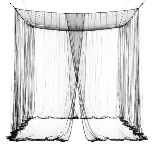Mygnet mod insekter og myg Firkantet net Til kingsize seng 220 x 200 x 200 cm Med én indgang Gennemsigtig netstof Sort