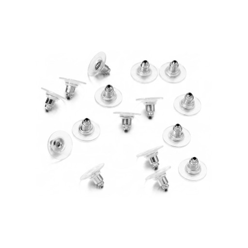 Zarážky na náušnice 100 ks Puzety s průhledným diskem 11 x 6 mm Kovové zapínání Pro pecky a výrobu šperků DIY