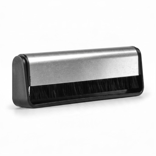 Anti-static Brush for Vinyl Records Carbon Fibres 11.5 x 3.5 cm Rotating Handle and Bristle Cover Silver Cleaning LP Records and Turntables