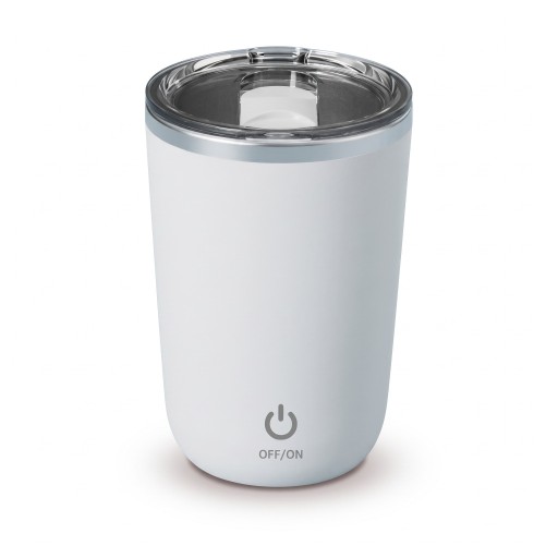 Genopladeligt automatisk blandekrus 350 ml med magnetisk blanding og skydelåg til kaffe, kakao og proteinshakes