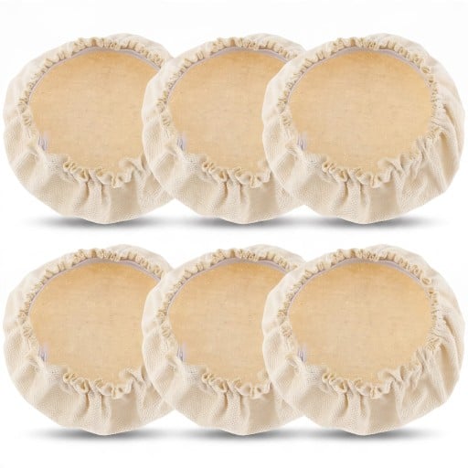 Tygkåpor för glasburkar 6 st Elastisk kant för halsar 7,6 till 10,1 cm Andningsbart tyg Beige För jäsning och täckning av glasburkar