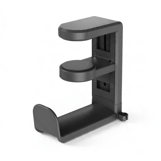 Otočný držák na sluchátka pod stůl Pružinová svěrka bez vrtání Háček 360° Klip na kabel Nosnost 1 kg Pro herní headset