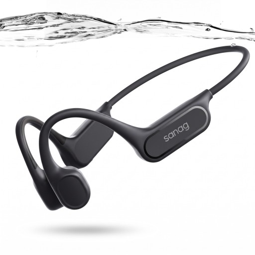 Sanag B33S Bone Conduction Sports Headphones with 32 GB Memory and Waterproof IPX8 Microphone with Up to 8 Hours Battery Life