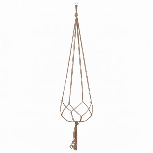 Macramé ophæng til blomsterkrukker Længde 100 cm Håndlavet af snor af plantefibre Naturlig nuance Til indendørs og udendørs planter