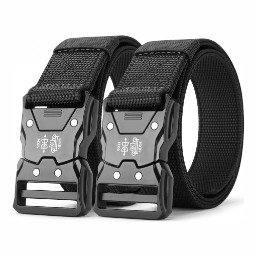 Ensemble de 2 ceintures tactiques 120 x 3,7 cm avec boucle à dégagement rapide Ceintures tissées ajustables Unisexe Pour les activités