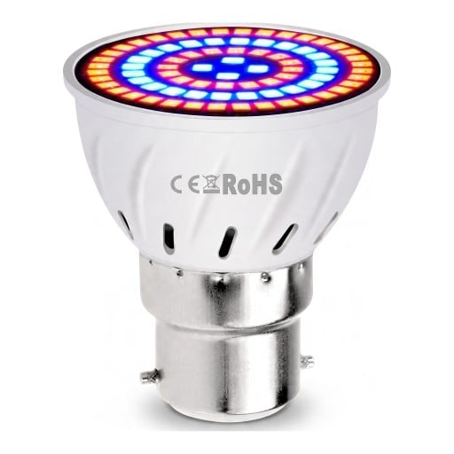 LED lâmpada para cultivo de plantas B22 48 LED Espectro vermelho e azul SMD 2835 Corpo de plástico branco Para mudas ervas e flores