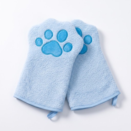 Dog and Cat Drying Gloves 2 pcs Microfibre Double-Sided Quick-Drying Mitts in Paw Shape for Small and Medium Dogs